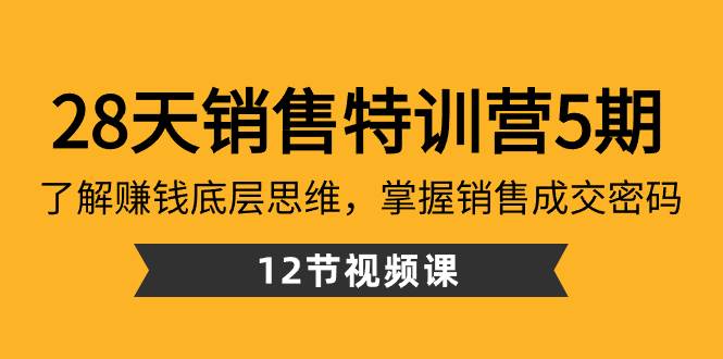 28天·销售特训营5期：了解赚钱底层思维，掌握销售成交密码（12节课）创业经验分享-网创吧-网创项目资源站-副业项目-创业项目-搞钱项目创业经验分享