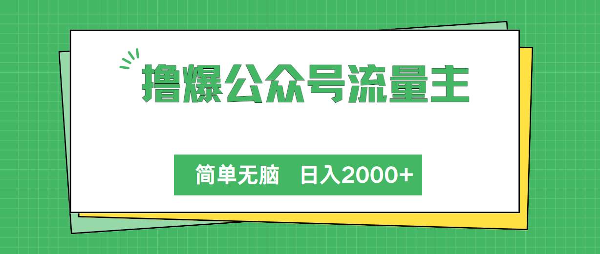撸爆公众号流量主，简单无脑，单日变现2000+创业经验分享-网创吧-网创项目资源站-副业项目-创业项目-搞钱项目创业经验分享