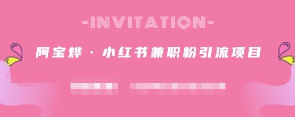 阿宝烨·小红书兼职粉引流项目，流量大，引流效果好【视频课程】创业经验分享-网创吧-网创项目资源站-副业项目-创业项目-搞钱项目创业经验分享