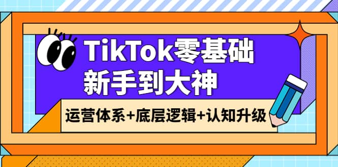 TikTok零基础新手到大神：运营体系+底层逻辑+认知升级（9节系列课）创业经验分享-网创吧-网创项目资源站-副业项目-创业项目-搞钱项目创业经验分享
