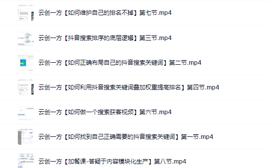云创一方2022抖音SEO系列课程，教你如何快速上抖音搜索排名第一创业经验分享-网创吧-网创项目资源站-副业项目-创业项目-搞钱项目创业经验分享