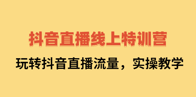 抖音直播线上特训营：玩转抖音直播流量，实操教学创业经验分享-网创吧-网创项目资源站-副业项目-创业项目-搞钱项目创业经验分享
