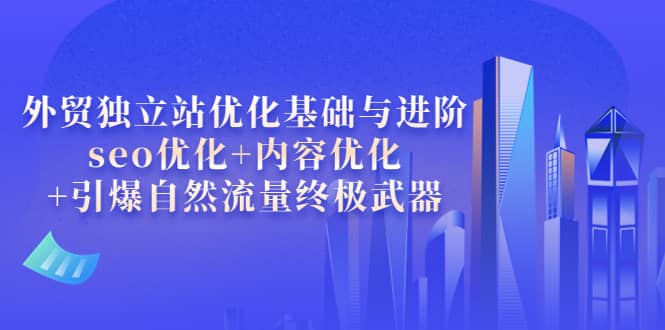 外贸独立站优化基础与进阶，seo优化+内容优化+引爆自然流量终极武器创业经验分享-网创吧-网创项目资源站-副业项目-创业项目-搞钱项目创业经验分享