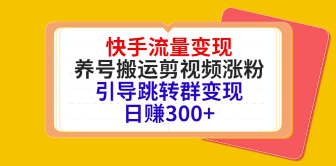快手流量变现，养号搬运剪视频涨粉，引导跳转群变现日赚300+创业经验分享-网创吧-网创项目资源站-副业项目-创业项目-搞钱项目创业经验分享