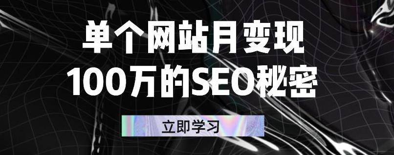 单个网站月变现100万的SEO秘密，百分百做出赚钱站点创业经验分享-网创吧-网创项目资源站-副业项目-创业项目-搞钱项目创业经验分享