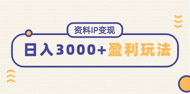 资料IP变现，持续性盈利玩法创业经验分享-网创吧-网创项目资源站-副业项目-创业项目-搞钱项目创业经验分享
