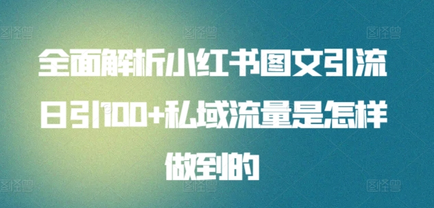 日引流100私域流量小红书图文是怎样做到的全面解析创业经验分享-网创吧-网创项目资源站-副业项目-创业项目-搞钱项目创业经验分享