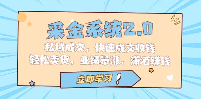 采金 系统2.0，私域成交，快速成交收钱，轻松卖货，业绩暴涨，潇洒赚钱创业经验分享-网创吧-网创项目资源站-副业项目-创业项目-搞钱项目创业经验分享
