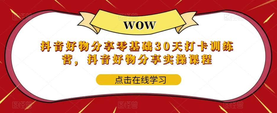 抖音好物分享0基础30天-打卡特训营，抖音好物分享实操课程创业经验分享-网创吧-网创项目资源站-副业项目-创业项目-搞钱项目创业经验分享