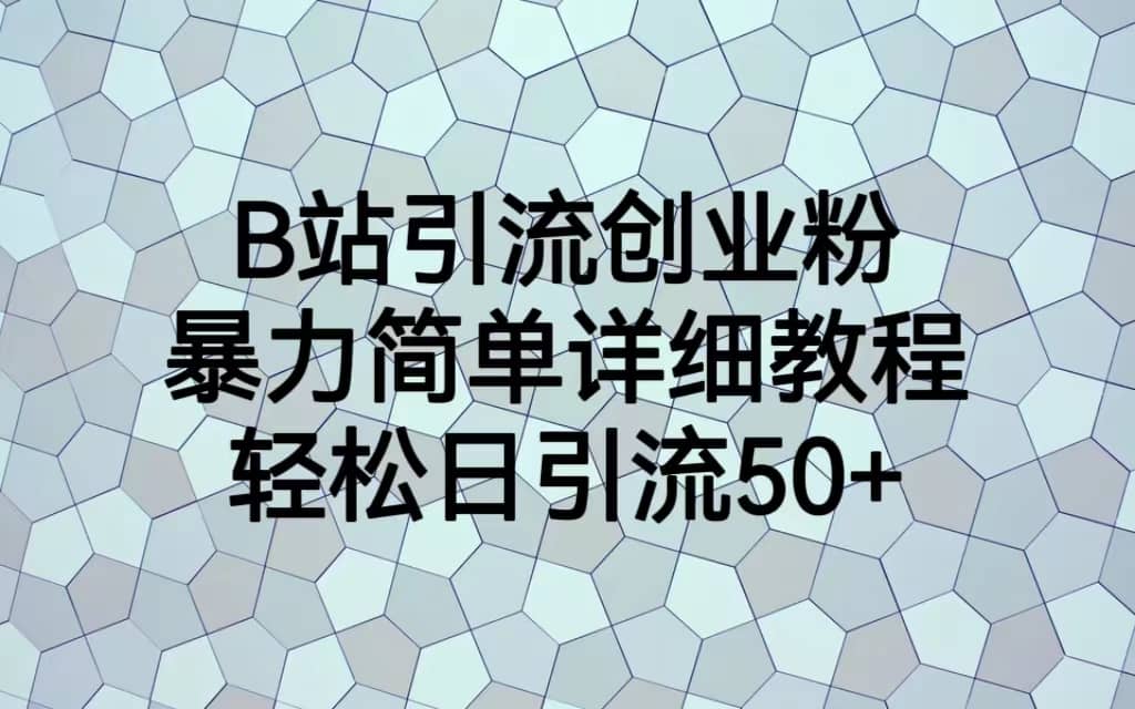 B站引流创业粉，暴力简单详细教程，轻松日引流50+创业经验分享-网创吧-网创项目资源站-副业项目-创业项目-搞钱项目创业经验分享