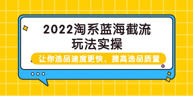 2022淘系蓝海截流玩法实操：让你选品速度更快，提高选品质量（价值599）创业经验分享-网创吧-网创项目资源站-副业项目-创业项目-搞钱项目创业经验分享