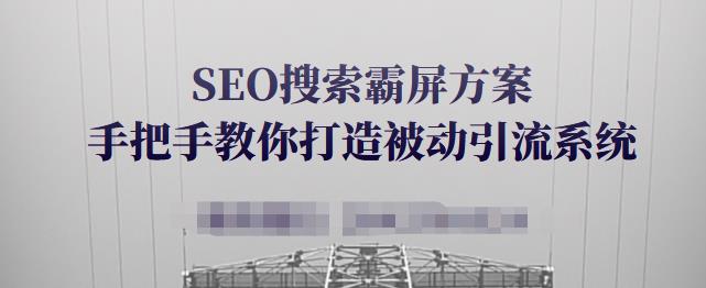 SEO搜索霸屏方案，手把手教你打造被动引流系统【视频课程】创业经验分享-网创吧-网创项目资源站-副业项目-创业项目-搞钱项目创业经验分享