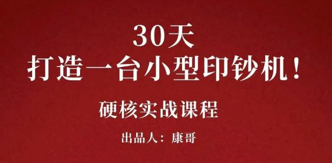 康哥30天打造一台小型印钞机：躺赚30万的项目完整复盘（视频教程）创业经验分享-网创吧-网创项目资源站-副业项目-创业项目-搞钱项目创业经验分享