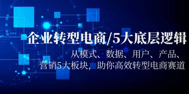 企业转型电商/5大底层逻辑，从模式 数据 用户 产品 营销5大板块，高效转型创业经验分享-网创吧-网创项目资源站-副业项目-创业项目-搞钱项目创业经验分享