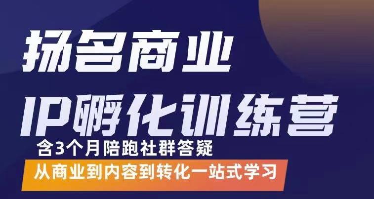 杨名商业IP孵化训练营，从商业到内容到转化一站式学 价值5980元创业经验分享-网创吧-网创项目资源站-副业项目-创业项目-搞钱项目创业经验分享