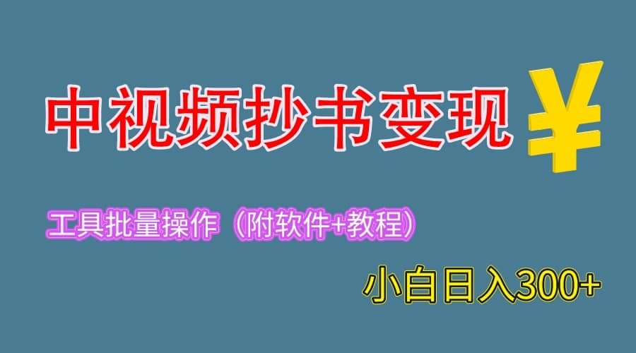 2023中视频抄书变现（附工具+教程），一天300+，特别适合新手操作的副业创业经验分享-网创吧-网创项目资源站-副业项目-创业项目-搞钱项目创业经验分享