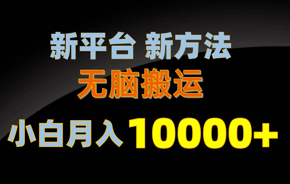 新平台新方法，无脑搬运，月赚10000+，小白轻松上手不动脑创业经验分享-网创吧-网创项目资源站-副业项目-创业项目-搞钱项目创业经验分享
