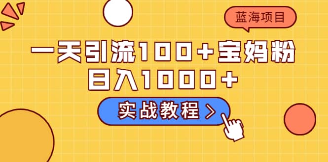 一天引流100+宝妈粉，日入1000+的蓝海项目（实战教程）创业经验分享-网创吧-网创项目资源站-副业项目-创业项目-搞钱项目创业经验分享