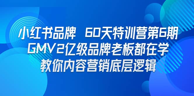 小红书品牌 60天特训营第6期 GMV2亿级品牌老板都在学 教你内容营销底层逻辑创业经验分享-网创吧-网创项目资源站-副业项目-创业项目-搞钱项目创业经验分享