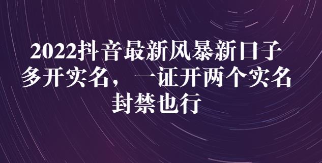2022抖音最新风暴新口子：多开实名，一整开两个实名，封禁也行创业经验分享-网创吧-网创项目资源站-副业项目-创业项目-搞钱项目创业经验分享