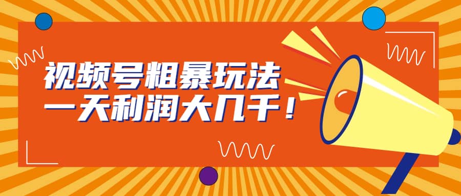 视频号粗暴玩法，一天利润大几千创业经验分享-网创吧-网创项目资源站-副业项目-创业项目-搞钱项目创业经验分享
