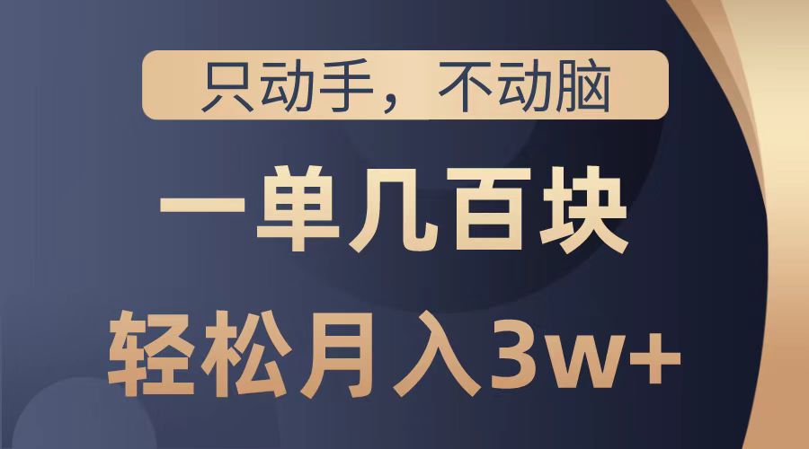 只动手不动脑，一单几百块，轻松月入2w+，看完就能直接操作，详细教程创业经验分享-网创吧-网创项目资源站-副业项目-创业项目-搞钱项目创业经验分享