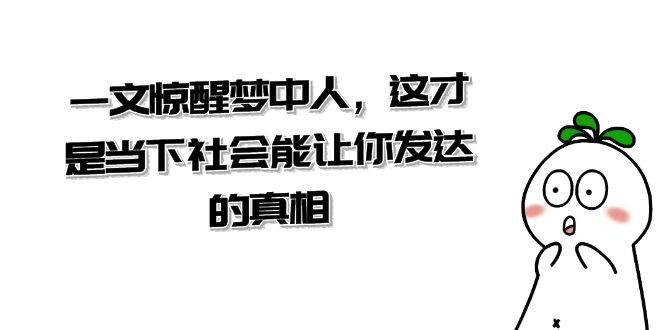 某公众号付费文章《一文 惊醒梦中人，这才是当下社会能让你发达的真相》创业经验分享-网创吧-网创项目资源站-副业项目-创业项目-搞钱项目创业经验分享