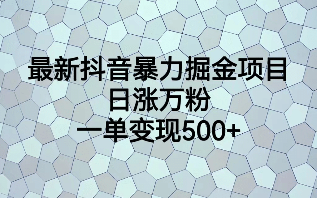 最火热的抖音暴力掘金项目，日涨万粉，多种变现方式，一单变现可达500+创业经验分享-网创吧-网创项目资源站-副业项目-创业项目-搞钱项目创业经验分享