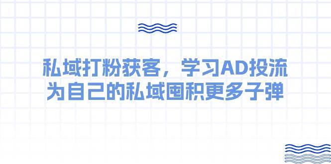 某收费课：私域打粉获客，学习AD投流，为自己的私域囤积更多子弹创业经验分享-网创吧-网创项目资源站-副业项目-创业项目-搞钱项目创业经验分享