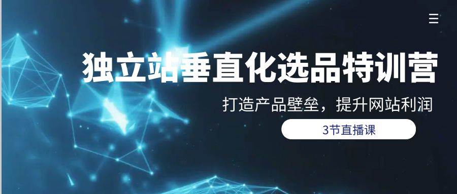 独立站-垂直化选品训练营，打造产品壁垒，提升网站利润（3节直播课）创业经验分享-网创吧-网创项目资源站-副业项目-创业项目-搞钱项目创业经验分享