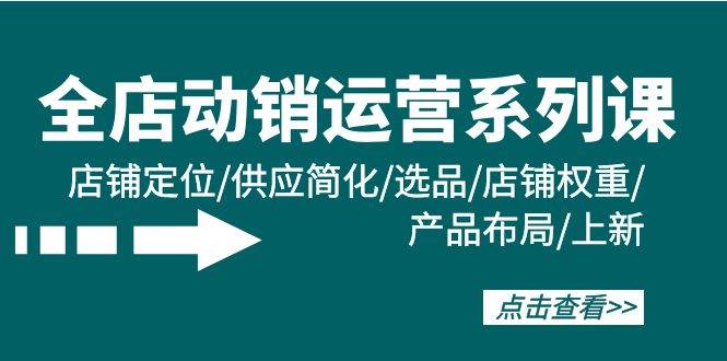 全店·动销运营系列课：店铺定位/供应简化/选品/店铺权重/产品布局/上新创业经验分享-网创吧-网创项目资源站-副业项目-创业项目-搞钱项目创业经验分享