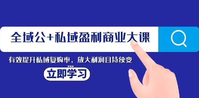 全域公+私域盈利商业大课，有效提升私域复购率，放大利润且持续变现创业经验分享-网创吧-网创项目资源站-副业项目-创业项目-搞钱项目创业经验分享