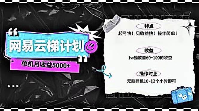 2024网易云云梯计划 单机日300+ 无脑月入5000+创业经验分享-网创吧-网创项目资源站-副业项目-创业项目-搞钱项目创业经验分享