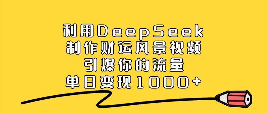 利用DeepSeek制作财运风景视频，引爆你的流量，单日变现1000+创业经验分享-网创吧-网创项目资源站-副业项目-创业项目-搞钱项目创业经验分享