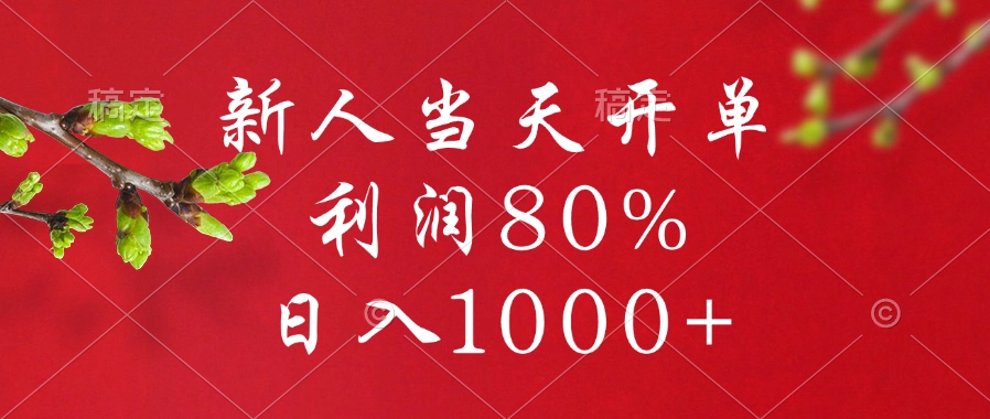 新人当天开单，利润80%，日入1000+创业经验分享-网创吧-网创项目资源站-副业项目-创业项目-搞钱项目创业经验分享