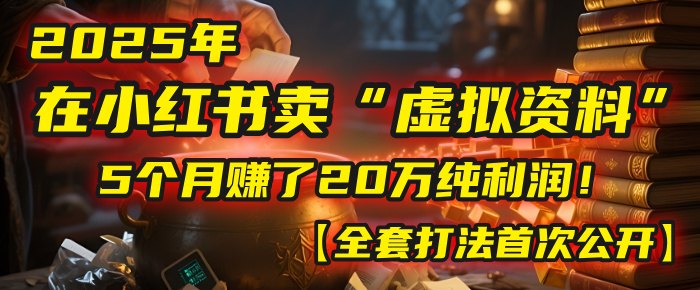 2025年在小红书卖“虚拟资料”，5个月赚了20万纯利润！【全套打法首次公开】创业经验分享-网创吧-网创项目资源站-副业项目-创业项目-搞钱项目创业经验分享