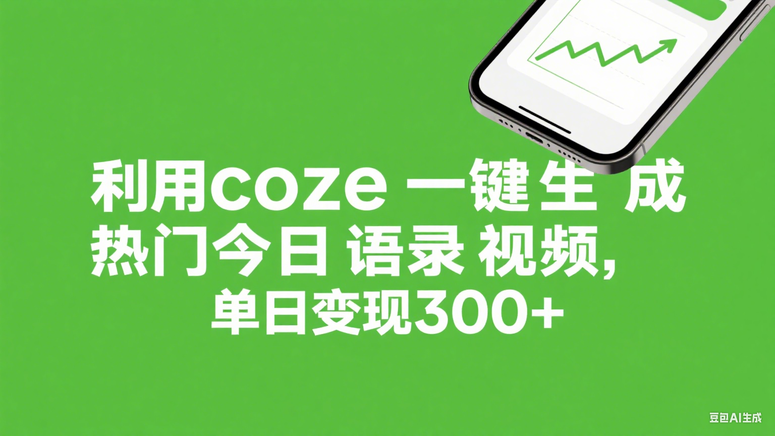 利用coze一键生成热门今日语录视频，单日变现300+创业经验分享-网创吧-网创项目资源站-副业项目-创业项目-搞钱项目创业经验分享